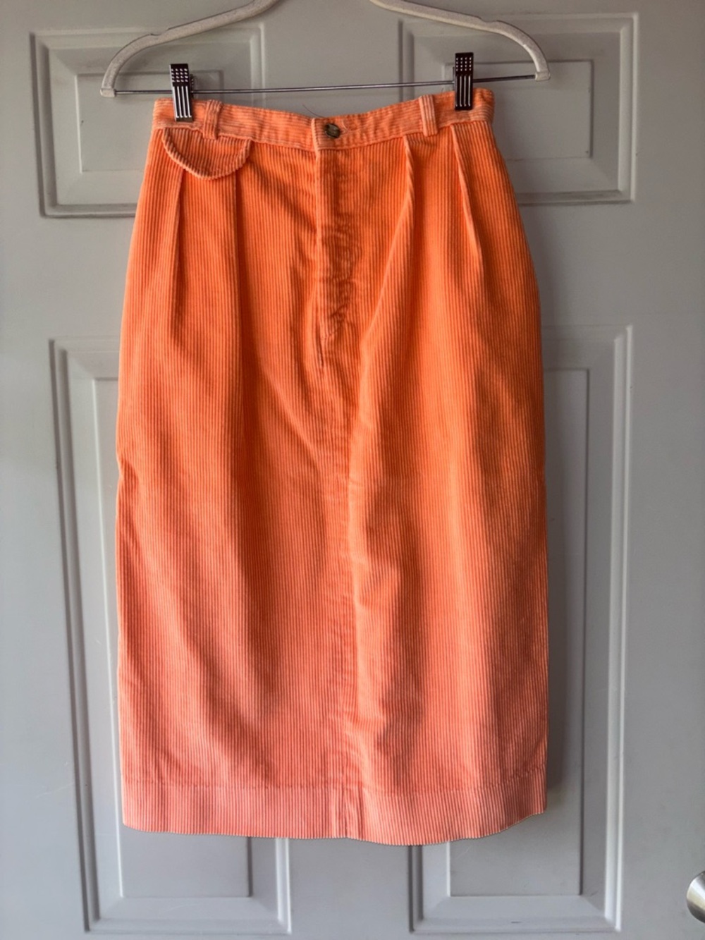 Women's Orange Corduroy Midi Skirt